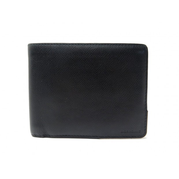 PORTEFEUILLE DIOR HOMME PORTE CARTES MONNAIE CUIR GRAINE NOIR BLACK WALLET 330€