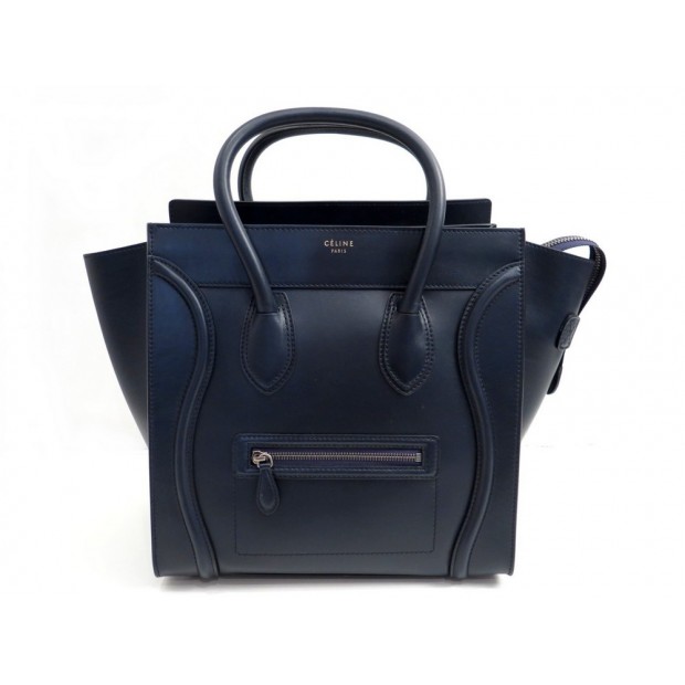 NEUF SAC A MAIN CELINE MINI LUGGAGE 165213 45 CM CUIR BLEU MARINE HAND BAG 2650€