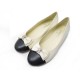 NEUF CHAUSSURES CHANEL BALLERINES ETOILES G30947 39.5 CUIR BEIGE NOIR SHOES 750€