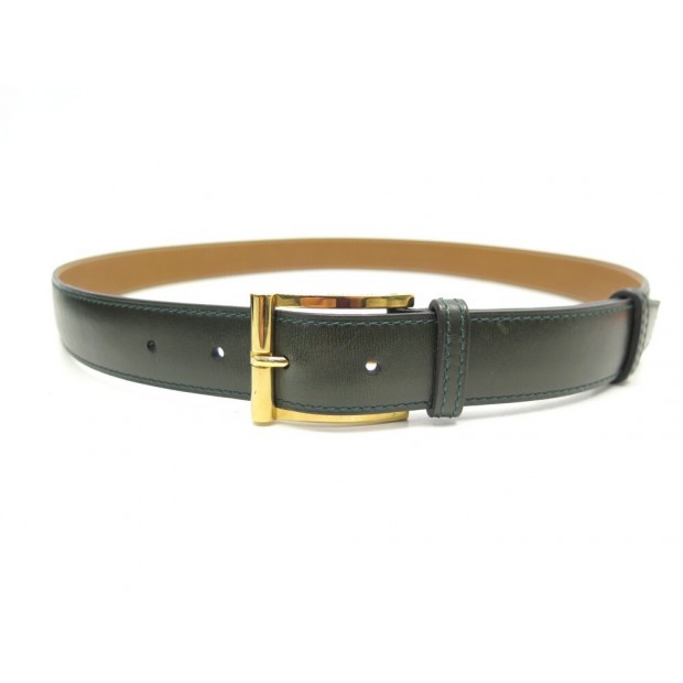 CEINTURE JM WESTON DEMI-JONC EN CUIR VEAU BOX VERT T 95 GREEN LEATHER BELT 395€