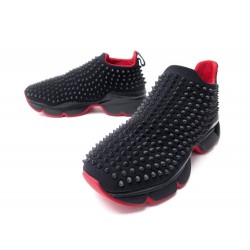 NEUF CHAUSSURES CHRISTIAN LOUBOUTIN SPIKE SOCK 40 EN NEOPRENE NOIR SHOES 995€