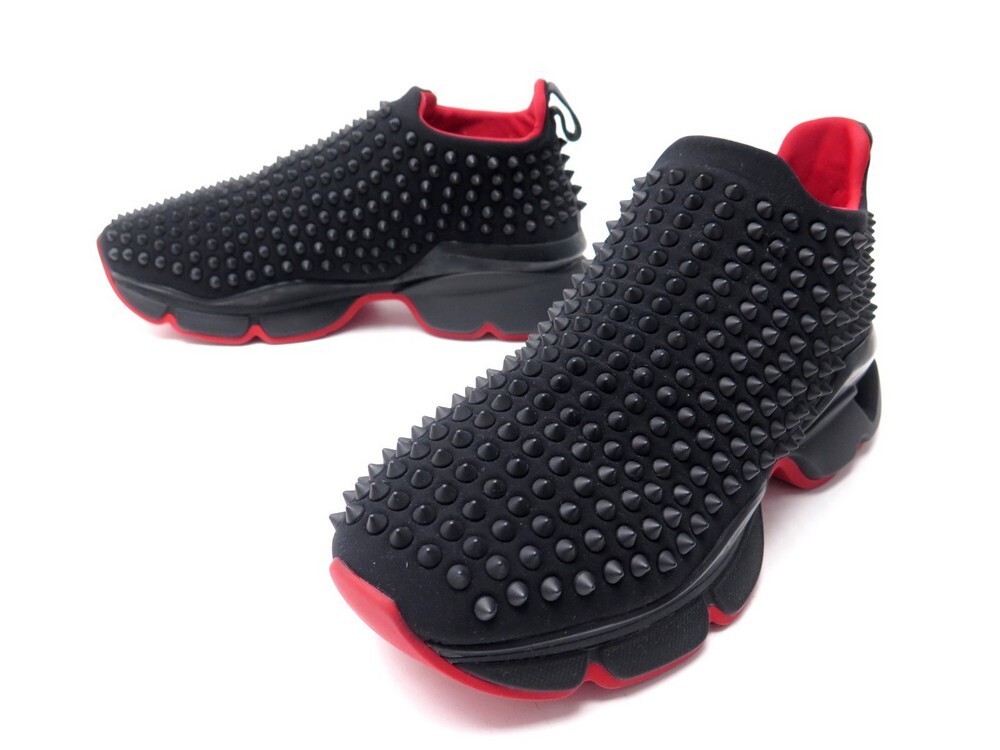 ルブタンChristian Louboutin SpikeSock 40 1/2 Christian Louboutin Spike Sock Donna Flat Snow White Red