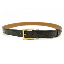 VINTAGE CEINTURE HERMES T80 EN CUIR CROCODILE POROSUS BOUCLE ARDILLON DORE BELT