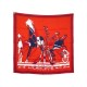 NEUF FOULARD HERMES CALECHE ELASTIQUE BARRET CARRE 90 SOIE ROUGE SILK SCARF 460€