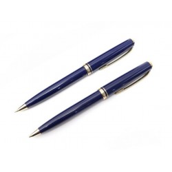 PARURE MONTBLANC CLASSIQUE STYLO BILLE + PORTE MINES CRITERIUM BLEU NEW PEN 770€