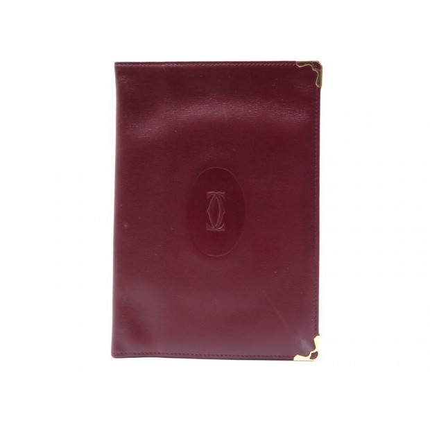 PORTE PASSEPORT MUST DE CARTIER CUIR BORDEAUX PORTEFEUILLE LEATHER WALLET 520€