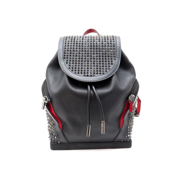 SAC A DOS CHRISTIAN LOUBOUTIN EXPLORAFUNK SPIKE CUIR NOIR BACKPACK BAG 1890€