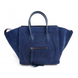 NEUF SAC A MAIN CELINE LUGGAGE PHANTOM MOYEN 30 CM CN SUEDE BLEU HAND BAG 2400€