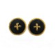 VINTAGE BOUCLES D'OREILLES CHANEL LOGO CC DE CASTELLANE 1984 DORE GOLDEN EARRING