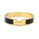 BRACELET HERMES CLIC H H700001F01 T16 EN EMAIL NOIR ET PLAQUE OR + BOITE 595€