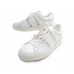 CHAUSSURES VALENTINO BASKETS ROCKSTUD UNTITLED 39 CUIR BLANC SNEAKERS SHOES 590€