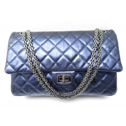 SAC A MAIN CHANEL GRAND 2.55 MADEMOISELLE BANDOULIERE EN CUIR BLEU HANDBAG 8900€