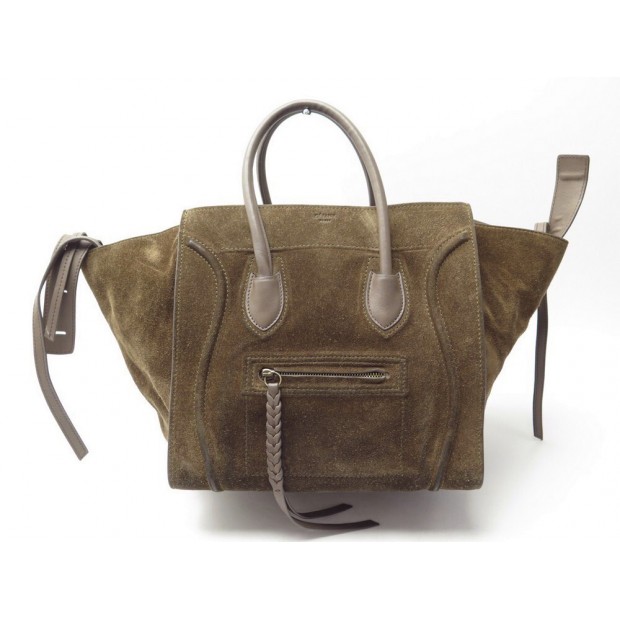 SAC A MAIN CELINE LUGGAGE PHANTOM MINI CABAS EN DAIM MARRON HAND BAG 2400€