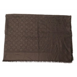 CHALE LOUIS VUITTON MONOGRAM 402336 EN SOIE LAINE MARRON SILK SCARF SHAWL 435€