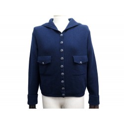 NEUF PULL CHANEL GILET MARIN P59186 L 44 CACHEMIRE BLEU MARINE NEW SWEATER 3400€