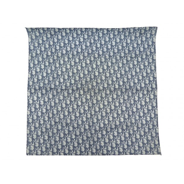 FOULARD CHRISTIAN DIOR MONOGRAMME OBLIQUE CARRE GAVROCHE 55CM COTON BLEU SCARF