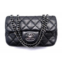 SAC A MAIN CHANEL MINI TIMELESS BANDOULIERE CUIR MATELASSE AVEC PERLES NOIR BAG