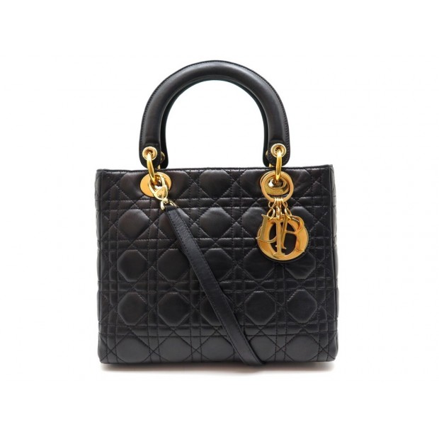 SAC A MAIN CHRISTIAN DIOR LADY M BANDOULIERE EN CUIR CANNAGE NOIR HAND BAG 4500€