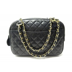 VINTAGE SAC A MAIN CHANEL CAMERA CUIR NOIR MATELASSE BANDOULIERE HAND BAG 4200€