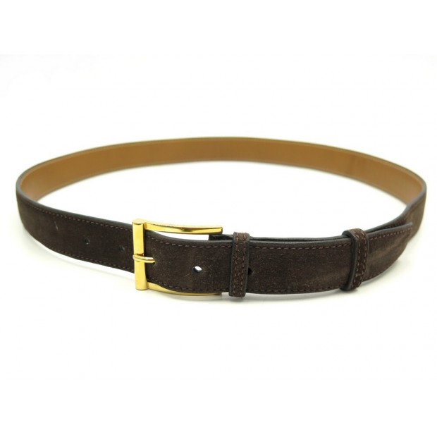 CEINTURE JM WESTON DEMI JONC T90 EN DAIM MARRON BROWN SUEDE LEATHER BELT 395€