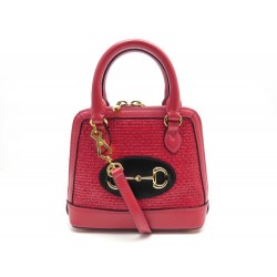 NEUF SAC A MAIN GUCCI MINI HORSEBIT 1995 640716 CUIR ROUGE BANDOULIERE BAG 1690€