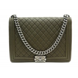 SAC A MAIN CHANEL BOY MAXI JUMBO CUIR CAVIAR MATELASSE KAKI HAND BAG 6250€