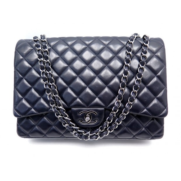 SAC A MAIN CHANEL CLASSIQUE TIMELESS MAXI JUMBO CUIR MATELASSE BLEU MARINE 9450€