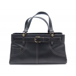 SAC A MAIN CHRISTIAN DIOR JEANS POCKET EN CUIR GRAINE NOIR CABAS HAND BAG 1500€