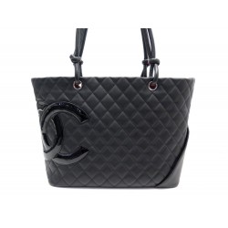 SAC A MAIN CHANEL CAMBON CABAS EN CUIR MATELASSE NOIR LOGO CC TOTE BAG 3200€