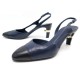 CHAUSSURES CHANEL ESCARPINS SLINGBACK G34597 39.5 EN CUIR BLEU PUMP SHOES 780€