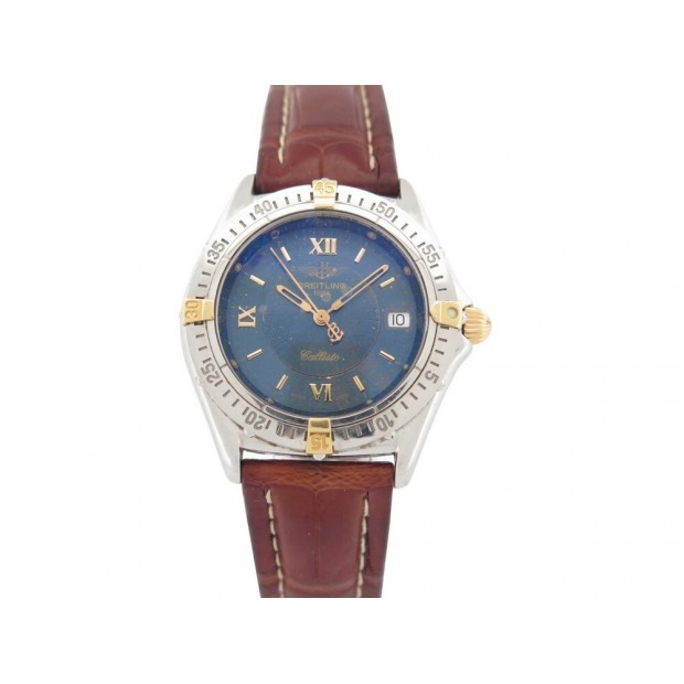 MONTRE BREITLING CALLISTO B57046 33 MM QUARTZ ACIER PALLADIE ET CUIR WATCH 2900€