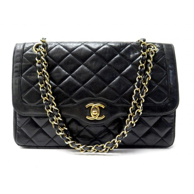 VINTAGE SAC A MAIN CHANEL CLASSIQUE TIMELESS CUIR MATELASSE NOIR HAND BAG 8250€