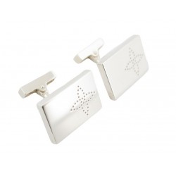 BOUTONS DE MANCHETTE LOUIS VUITTON FLEUR MONOGRAM ARGENT MASSIF CUFFLINKS 580€