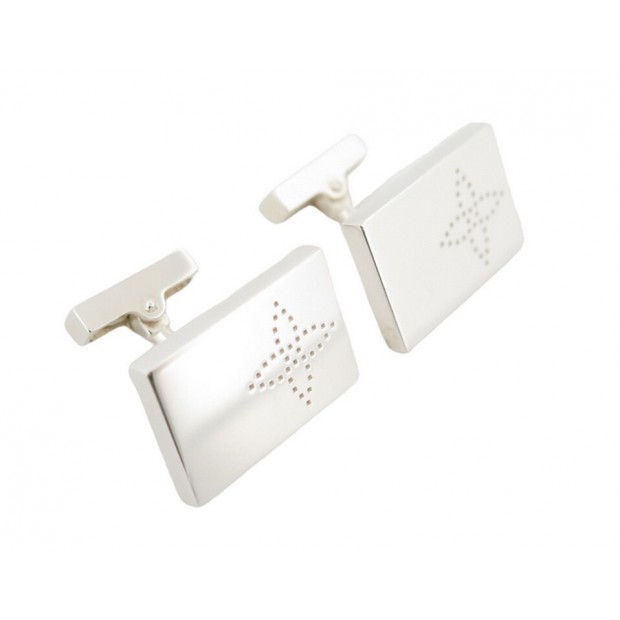 BOUTONS DE MANCHETTE LOUIS VUITTON FLEUR MONOGRAM ARGENT MASSIF CUFFLINKS 580€