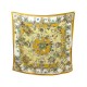 CHALE HERMES KACHINAS KERMIT OLIVIER EN CACHEMIRE ET SOIE JAUNE SILK SHAWL 1000€