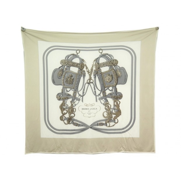 NEUF FOULARD HERMES BRIDES DE GALA JERSEY SOIE GRYGKAR CARRE 90 SILK SCARF 600€