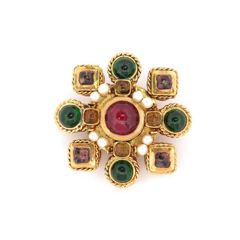 broche chanel gripoix circa 1970 cabochons