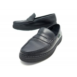 CHAUSSURES PARABOOT MOCASSINS VIGNON 5 38 CUIR NOIR + BOITE LOAFERS SHOES 270€