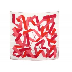 NEUF FOULARD HERMES EN DUO DAITKANE QUEUDRUS CARRE 90 SOIE BLANC NEW SCARF 410€