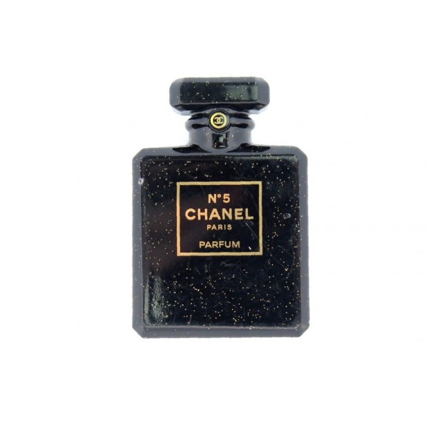 BROCHE CHANEL BOUTEILLE PARFUM NUMERO 5 EN RESINE NOIR BLACK RESIN BROOCH 720€