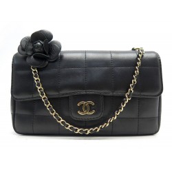 SAC A MAIN CHANEL MINI TIMELESS EN CUIR NOIR CHOCOLATE BAR CAMELIA BAG 4000€