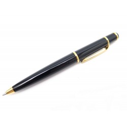 STYLO BILLE CARTIER DIABOLO EN RESINE NOIR ET PLAQUE OR + BOITE BALL PEN 350€