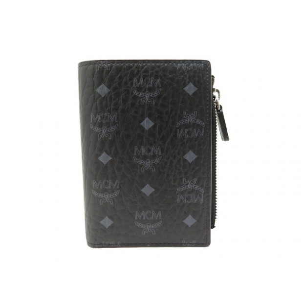 NEUF PORTEFEUILLE MCM PORTE CARTES TOILE MONOGRAMME VISETOS NOIR NEW WALLET 250€