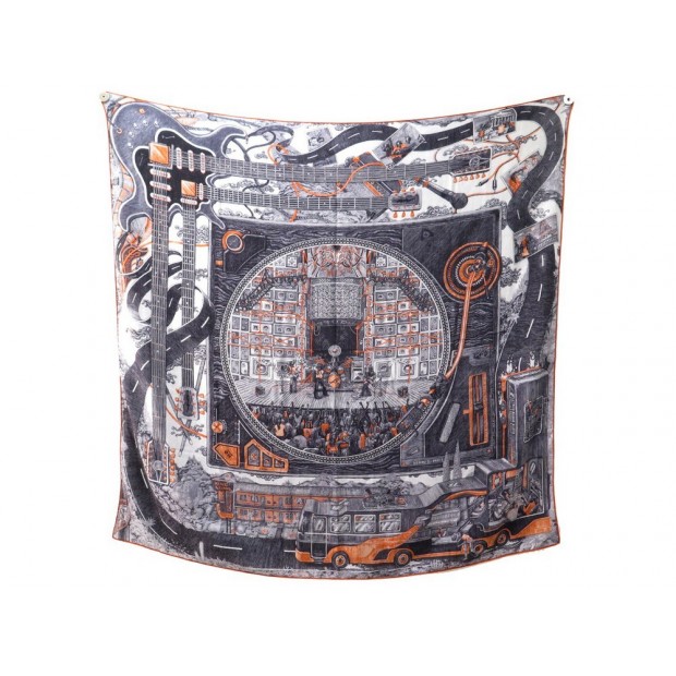 CHALE HERMES SILK MIX KAFOUROS CACHEMIRE & SOIE GRIS FOULARD SHAWL SCARF 1000€