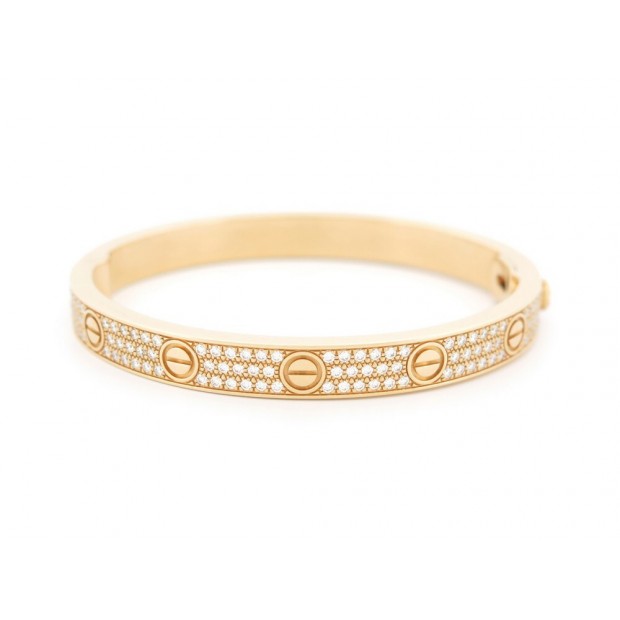 NEUF BRACELET CARTIER LOVE PAVE 17CM OR JAUNE 18K ET DIAMANTS BOITE NEW 43500€