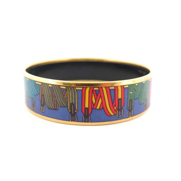 BRACELET HERMES LARGE EMAIL IMPRIME LES SANGLES FINITION PLAQUE OR ENAMEL 505€