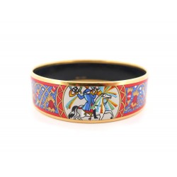 BRACELET HERMES LARGE EMAIL IMPRIME FEUX D'ARTIFICE PLAQUE OR ENAMEL 505€