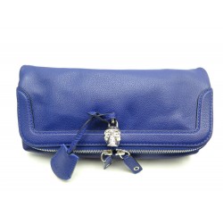 NEUF SAC A MAIN ALEXANDER MCQUEEN POCHETTE SKULL EN CUIR BLEU POUCH BAG 1590€