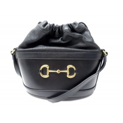 SAC A MAIN GUCCI HORSEBIT 1955 SEAU 602118 EN CUIR NOIR LEATHER HAND BAG 1850€