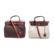 SAC A MAIN HERMES HERBAG 30CM CUIR 2 TOILES MARRON BEIGE CANVAS HAND BAG 2550€